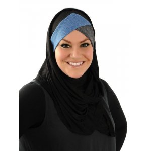 Kuwaity Hijab Cap lurex grau-blau