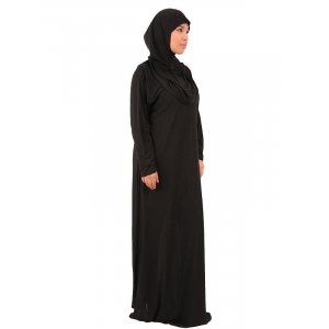 Abaya Gebetskleidung 1tlg. mit angenhtem Hijab schwarz