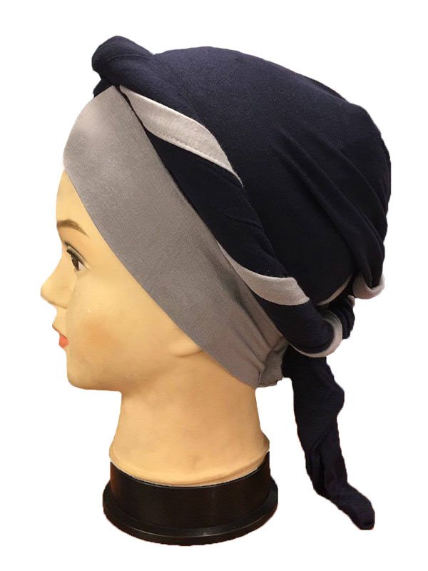 Turban Hijab grau-marine