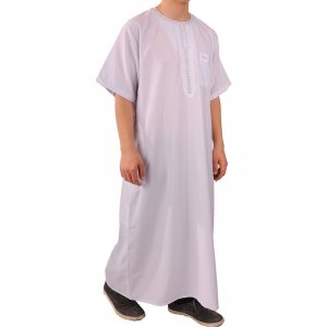 Herren Kurzarm-Qamis weiss S