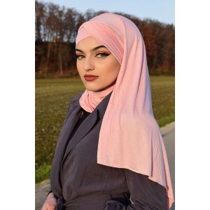 HIJAB BONNET CROSS Mittelrosa