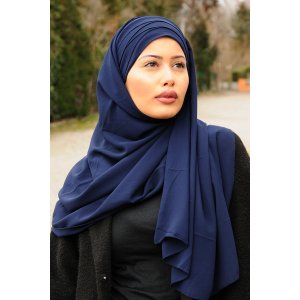 HIJAB KUWAITY DOPPEL GEKREUZT CHIFFON MARINE