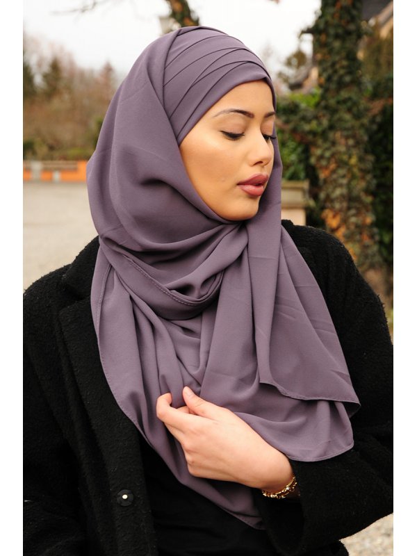 HIJAB KUWAITY DOUBLE CROSSED CHIFFON MAUVE