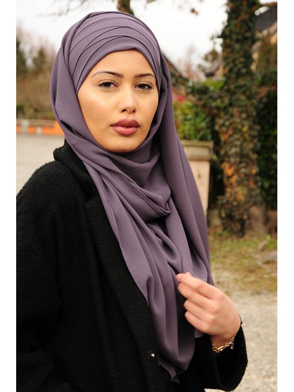 HIJAB KUWAITY DOUBLE CROSSED CHIFFON MAUVE